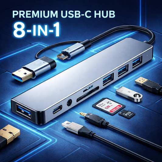 USB-C 8-in-1 Hub with 4K HDMI, PD 100W & USB 3.0 Ports